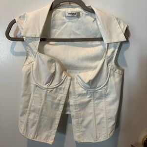 Guizio White Sleeveless Corset Top